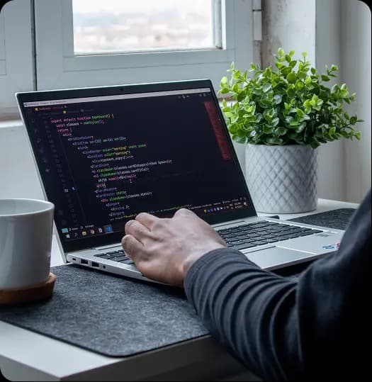 Developer working on a laptop